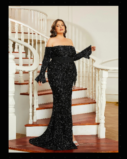 Sequin Draped Off Shoulder Formal Occasion Dress