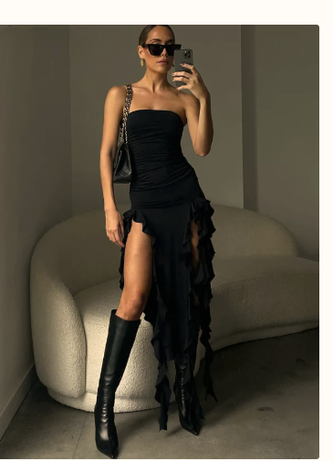 Elegant Irregular Hem Strapless Dress