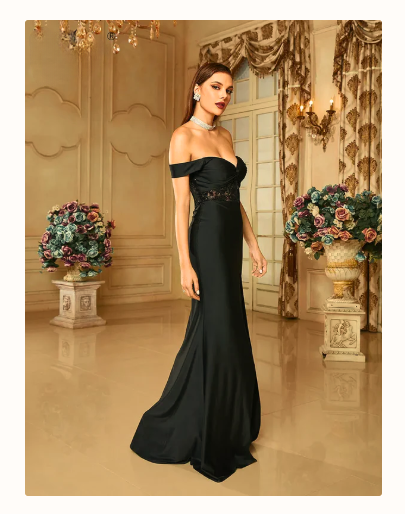 Elegant Black Lace Sequin Party Dress