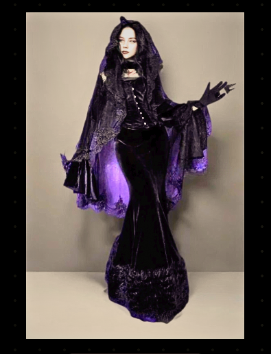 Gothic Velvet Ruffles with Headband Evening Gown