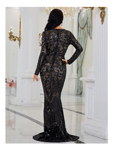 Black Sequin Evening Dress