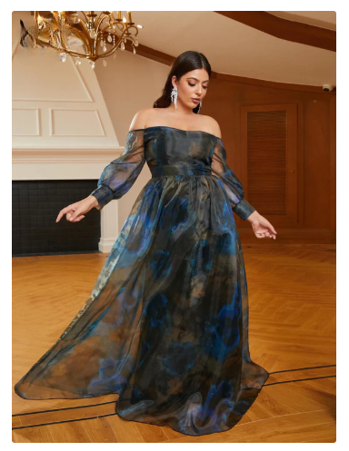 Off Shoulder A-Line Chiffon Evening Dress