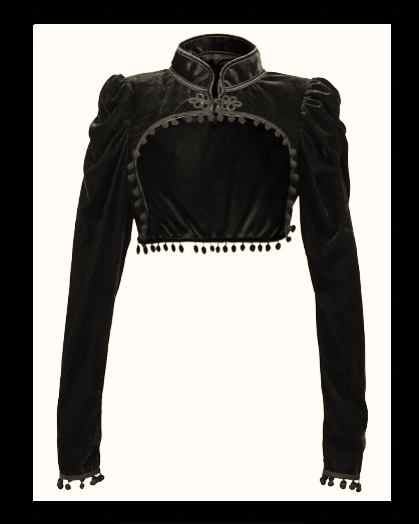 Black Velvet Short Steampunk Crop Jacket