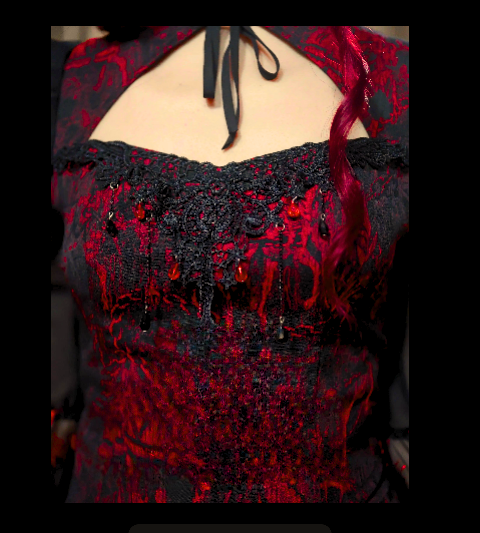 Gothic Black Rose Embroidered Flying Sleeve Blouse