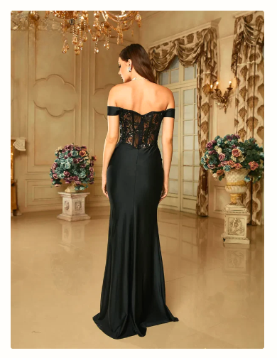 Elegant Black Lace Sequin Party Dress