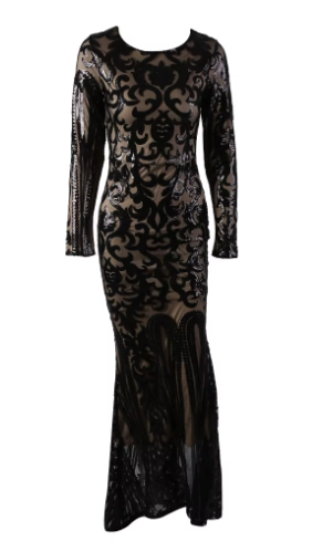 Black Sequin Evening Dress