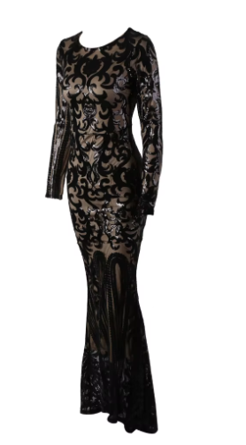 Black Sequin Evening Dress