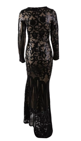 Black Sequin Evening Dress