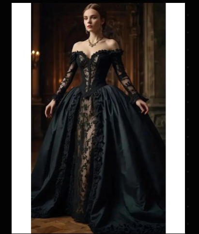 Gothic Black Victorian Bridal Gown