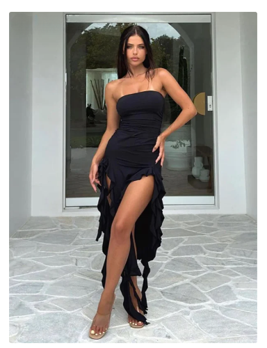 Elegant Irregular Hem Strapless Dress