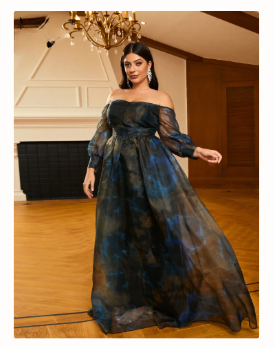 Off Shoulder A-Line Chiffon Evening Dress